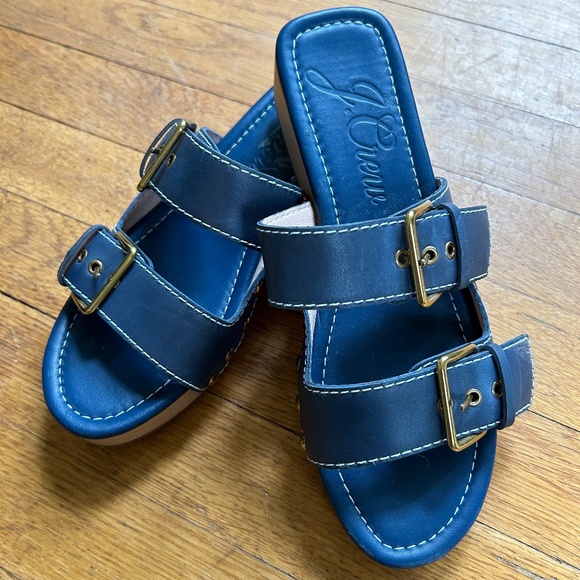 J. Crew Double Buckle Leather Sandals - Picture 1 of 8